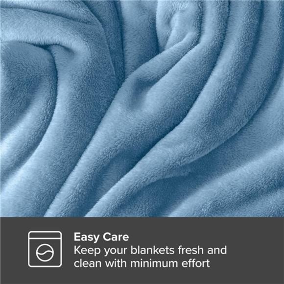 Fleece Blanket - Twin/Twin Extra Long - Coronet Blue - Lightweight Blanket - Picture 4 of 6